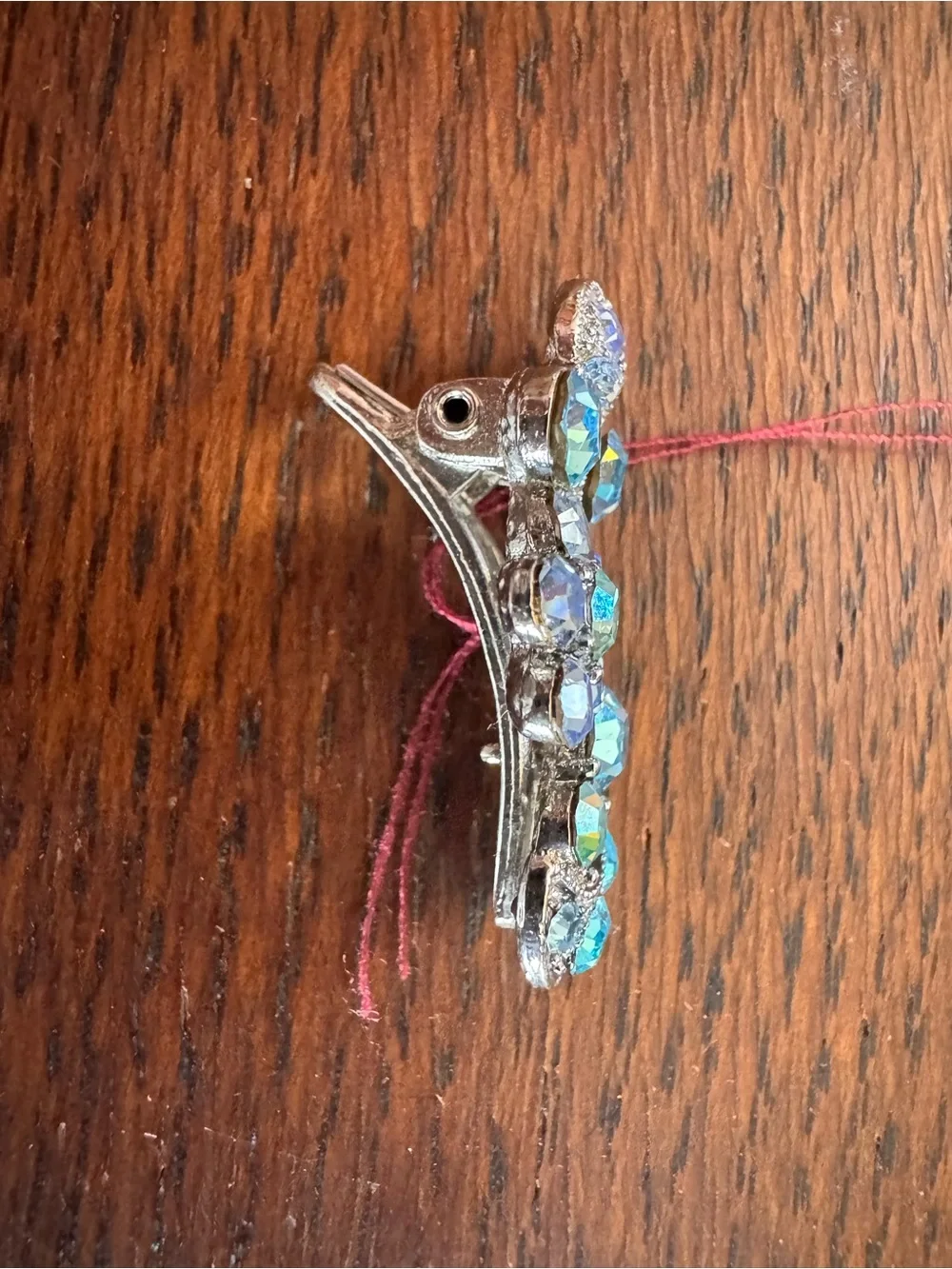 Crystal Accent Barrette Hair Clip - Blue Green Rhinestones